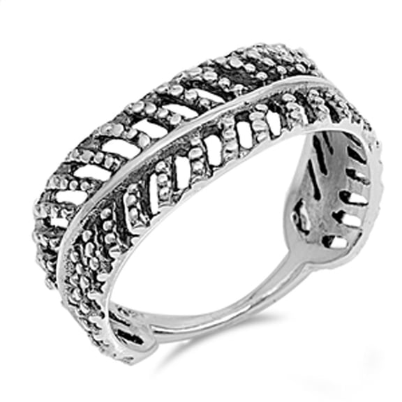 Women's Leaf Wrap Ball Cutout Ring .925 Sterling Silver Band Jewelry Female Male Unisex Size 10