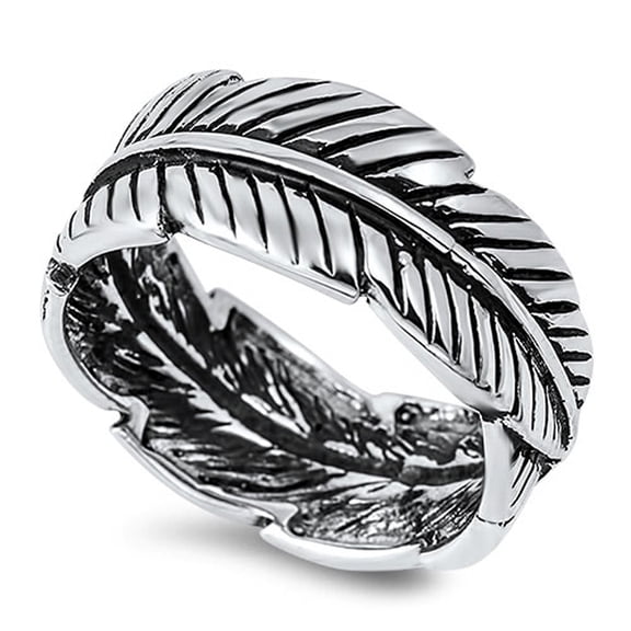 Women's Leaf Wrap Eternity Ring .925 Sterling Silver Band Jewelry Female Male Unisex Size 5