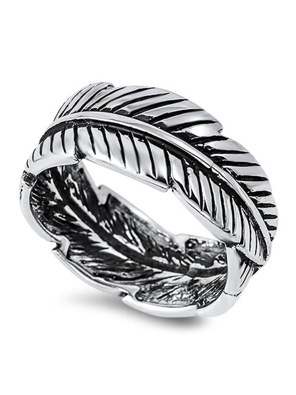 Women's Leaf Wrap Eternity Ring .925 Sterling Silver Band Jewelry Female Male Unisex Size 5