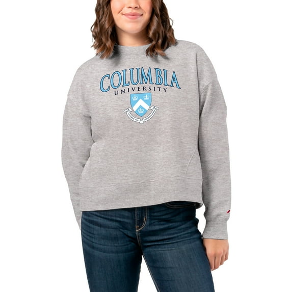 Women's League Collegiate Wear Ash Columbia University 1636 Boxy Pullover Sweatshirt