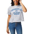 thumbnail image 1 of Women's League Collegiate Wear Ash Delaware Fightin' Blue Hens Wordmark Clothesline Cropped T-Shirt, 1 of 1