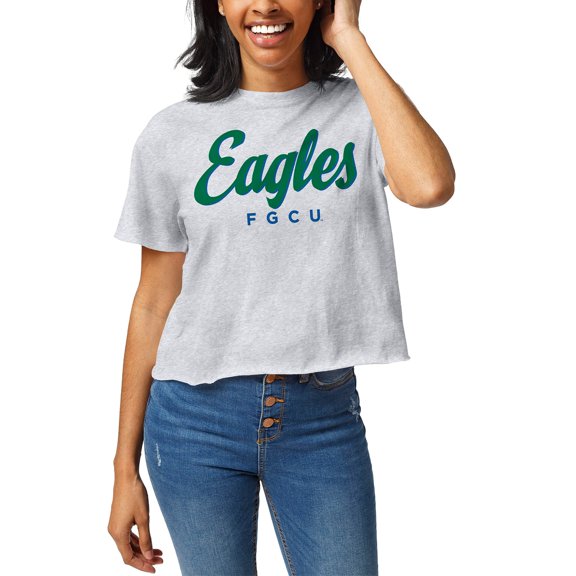 Women's League Collegiate Wear Ash Florida Gulf Coast Eagles Clothesline Cropped T-Shirt