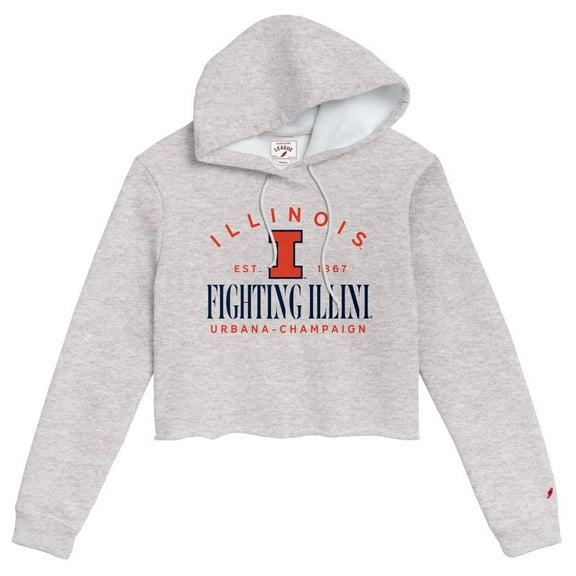 Women's League Collegiate Wear  Ash Illinois Fighting Illini 1636 Cropped Pullover Hoodie