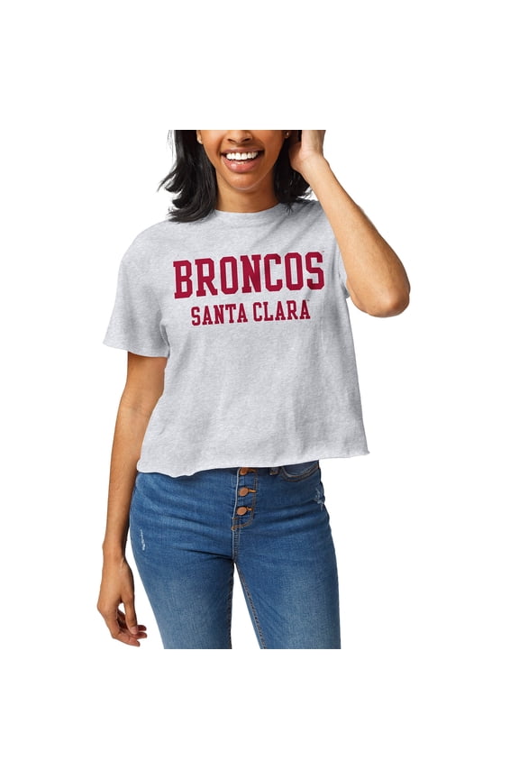 Women's League Collegiate Wear Ash Santa Clara Broncos Clothesline Cropped T-Shirt