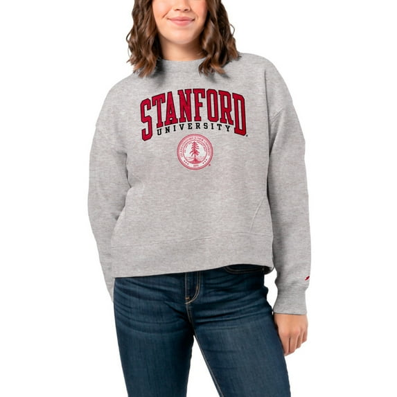 Women's League Collegiate Wear Ash Stanford Cardinal 1636 Boxy Pullover Sweatshirt
