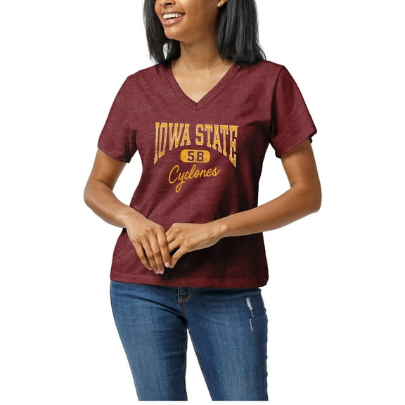 Women's League Collegiate Wear Cardinal Iowa State Cyclones Intramural Boyfriend V-Neck T-Shirt