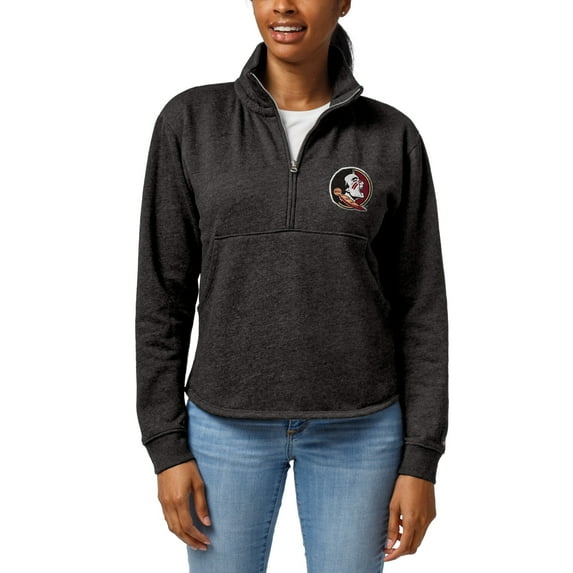 Women's League Collegiate Wear Charcoal Florida State Seminoles Victory Springs Tri-Blend Quarter-Zip Pullover