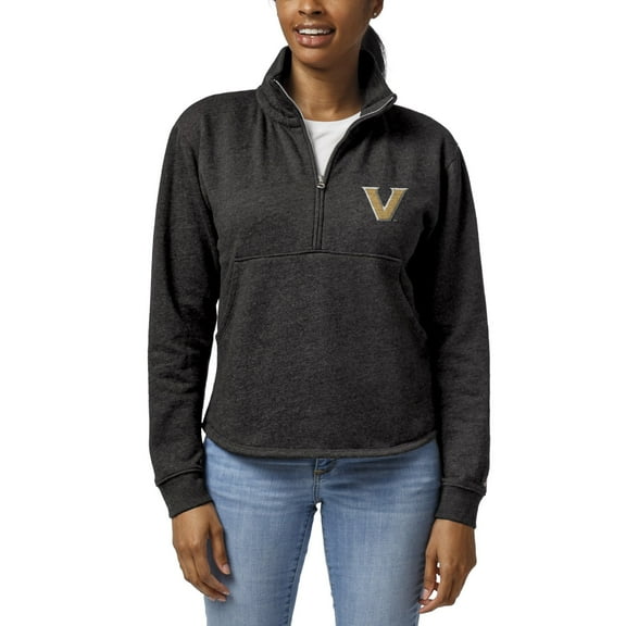 Women's League Collegiate Wear Charcoal Vanderbilt Commodores Victory Springs Tri-Blend Quarter-Zip Pullover Sweatshirt