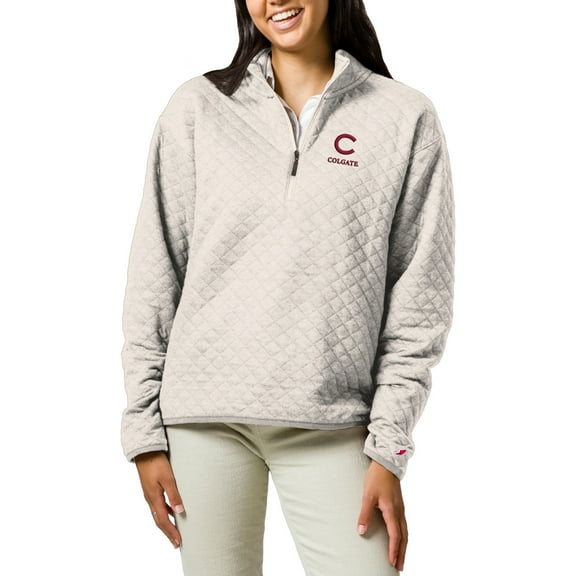 Women's League Collegiate Wear Cream Colgate Raiders Highland Quilted Quarter-Zip Pullover Top