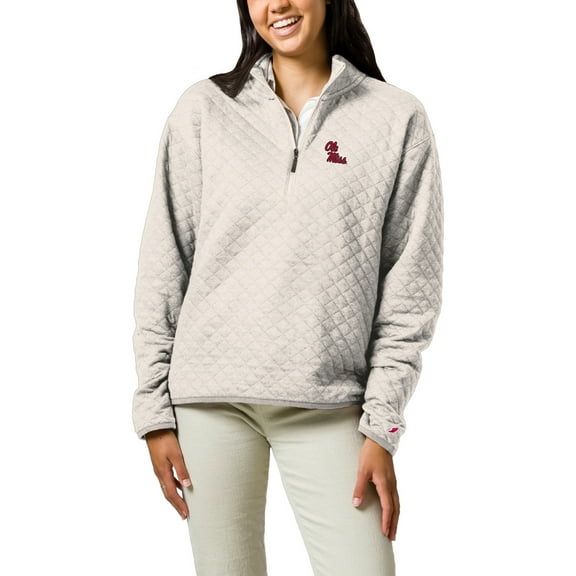 Women's League Collegiate Wear Cream Ole Miss Rebels Highland Quilted Quarter-Zip Pullover Top