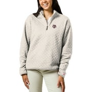 Women's League Collegiate Wear  Cream Texas A&M Aggies Highland Quilted Quarter-Zip Pullover Top