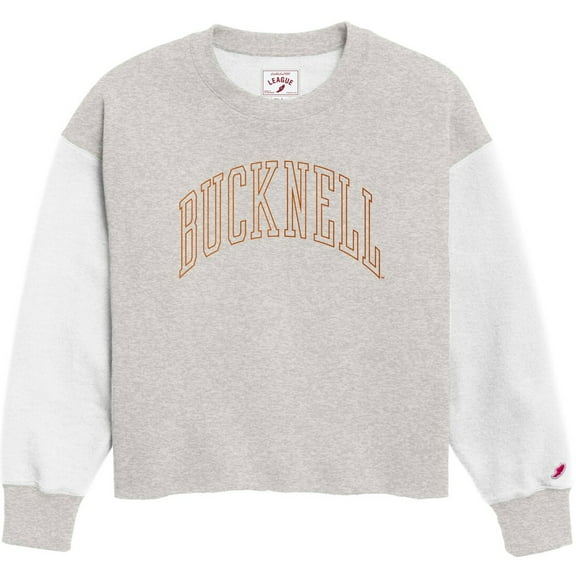 Women's League Collegiate Wear  Gray Bucknell Bison Reverse Fleece Cropped Pullover Sweatshirt