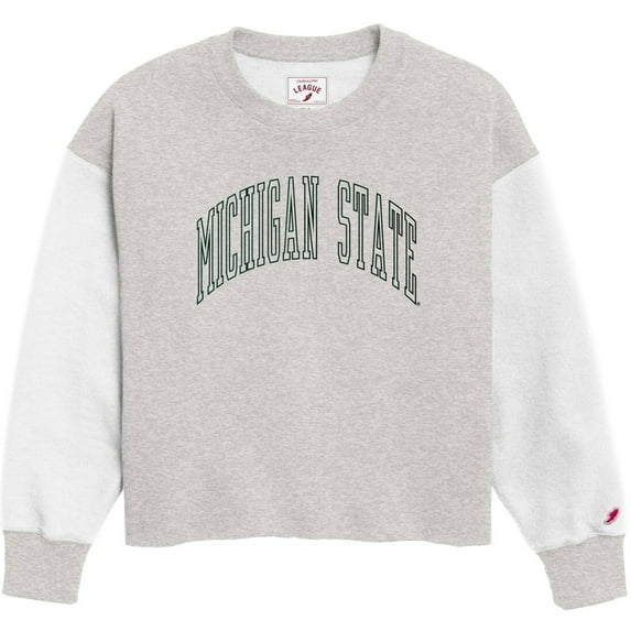 Women's League Collegiate Wear Gray Michigan State Spartans Reverse Fleece Cropped Pullover Sweatshirt