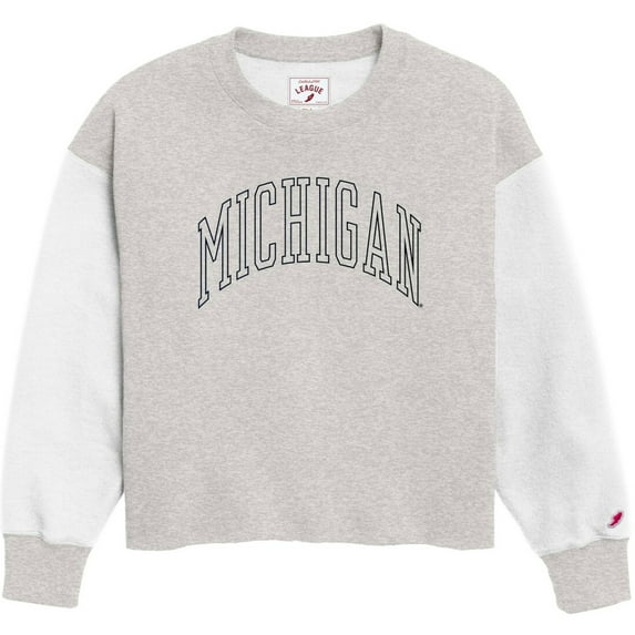 Women's League Collegiate Wear Gray Michigan Wolverines Reverse Fleece Cropped Pullover Sweatshirt