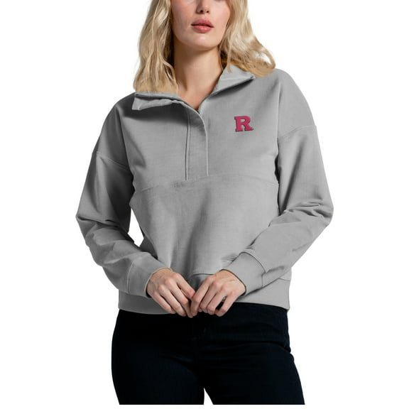 Women's League Collegiate Wear Gray Rutgers Scarlet Knights Stretch Cord Half-Zip Sweatshirt