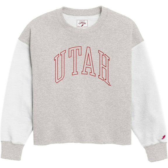 Women's League Collegiate Wear  Gray Utah Utes Reverse Fleece Cropped Pullover Sweatshirt