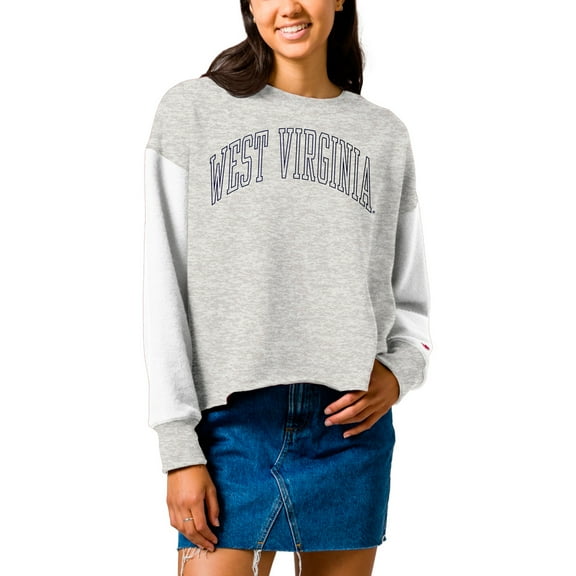 Women's League Collegiate Wear  Gray West Virginia Mountaineers Reverse Fleece Cropped Pullover Sweatshirt