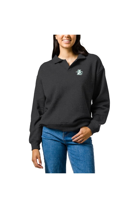 Women's League Collegiate Wear Heather Charcoal Loyola Greyhounds Victory Springs Tri-Blend Collared Pullover