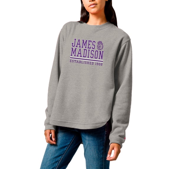 Women's League Collegiate Wear Heather Gray James Madison Dukes Victory Springs Tri-Blend Fleece Pullover Sweatshirt
