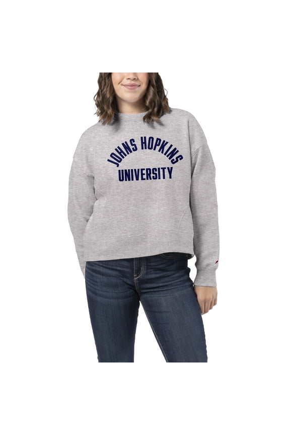 Women's League Collegiate Wear Heather Gray Johns Hopkins Blue Jays 1636 Boxy Sweatshirt