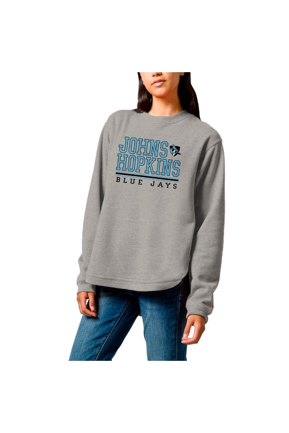 Women's League Collegiate Wear Heather Gray Johns Hopkins Blue Jays Victory Springs Tri-Blend Fleece Pullover