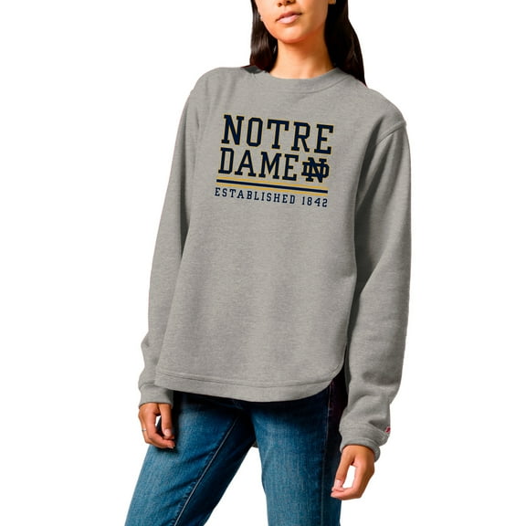 Women's League Collegiate Wear  Heather Gray Notre Dame Fighting Irish Victory Springs Tri-Blend Fleece Pullover