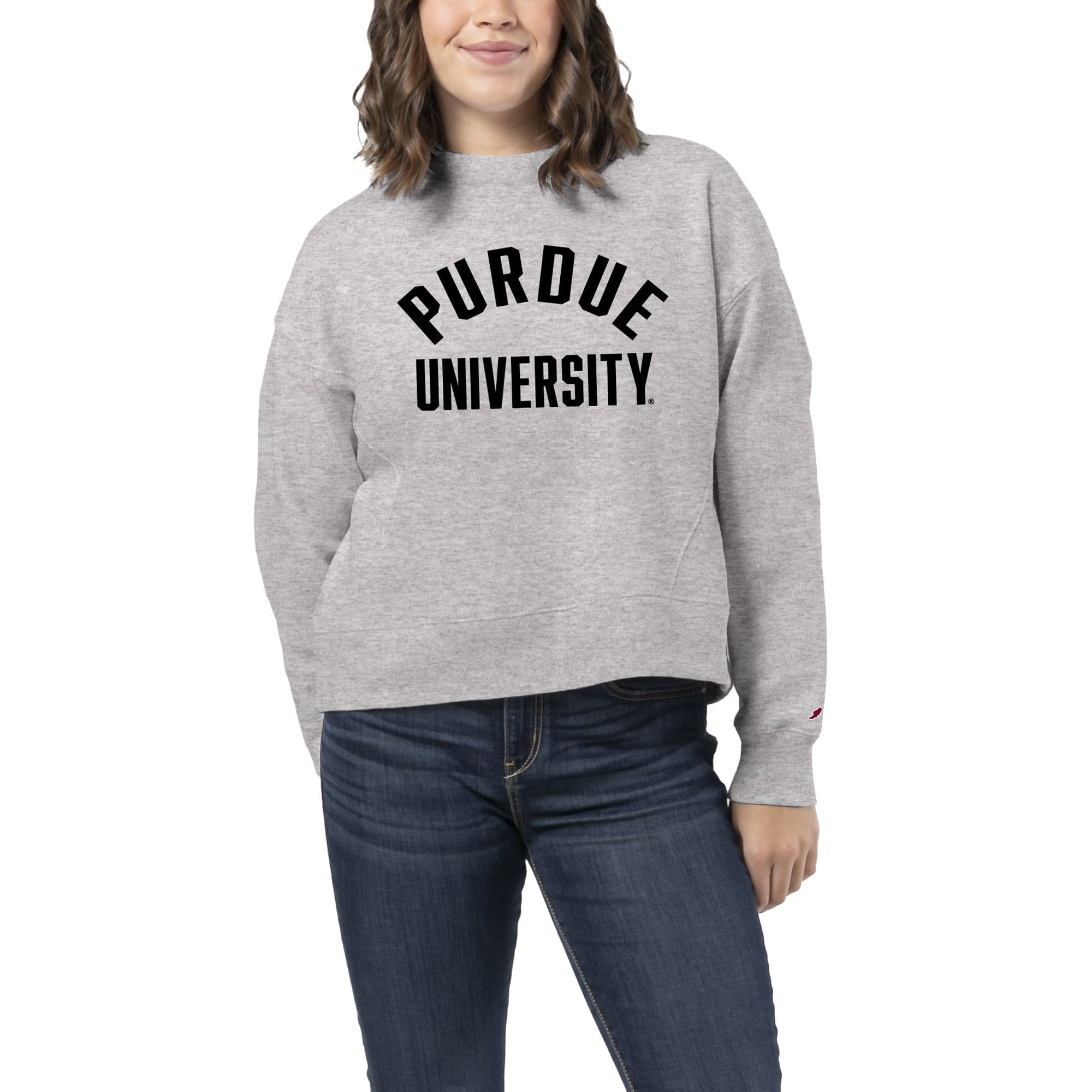 Women s League Collegiate Wear Heather Gray Purdue Boilermakers 1636 Boxy Sweatshirt Walmart