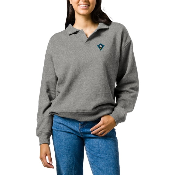 Women's League Collegiate Wear Heather Gray UNC Wilmington Seahawks Victory Springs Tri-Blend Collared Pullover