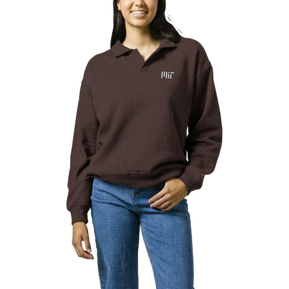 Women's League Collegiate Wear Heather Maroon MIT Engineers Victory Springs Tri-Blend Collared Pullover Sweatshirt
