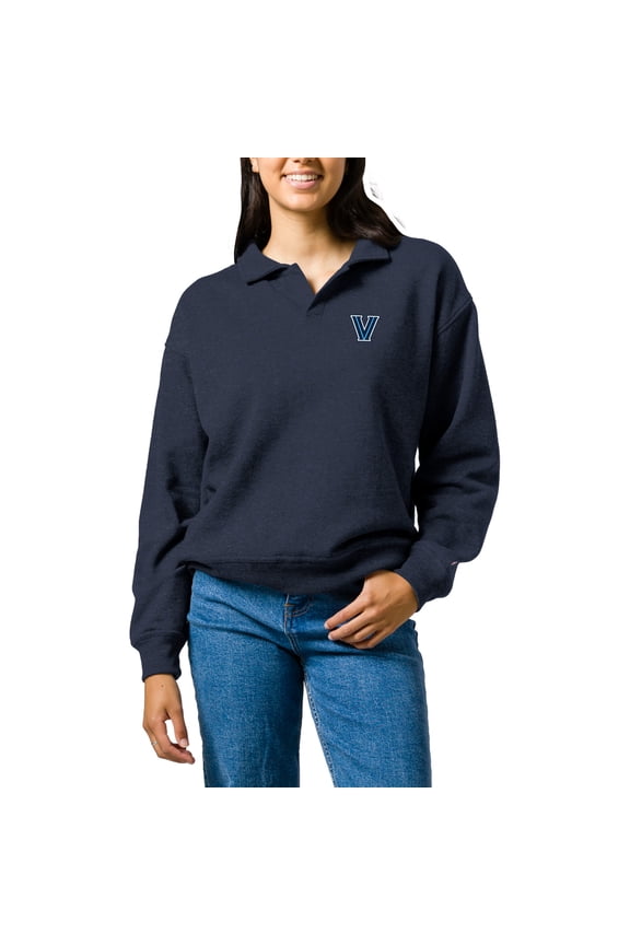 Women's League Collegiate Wear Heather Navy Villanova Wildcats Victory Springs Tri-Blend Collared Pullover Sweatshirt
