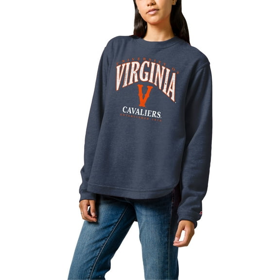 Women's League Collegiate Wear  Heather Navy Virginia Cavaliers Vintage Victory Springs Tri-Blend Pullover Hoodie