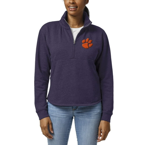 Women's League Collegiate Wear Heather Purple Clemson Tigers Victory Springs Tri-Blend Quarter-Zip Pullover Sweatshirt