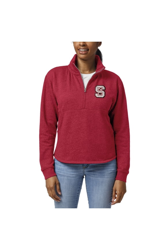 Women's League Collegiate Wear Heather Red NC State Wolfpack Victory Springs Tri-Blend Quarter-Zip Pullover Sweatshirt