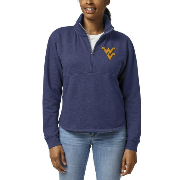 Women's League Collegiate Wear Heather Royal West Virginia Mountaineers Victory Springs Tri-Blend Quarter-Zip Pullover