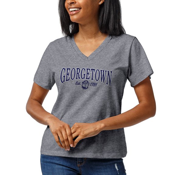 Women's League Collegiate Wear Heathered Gray Georgetown Hoyas Intramural Boyfriend V-Neck T-Shirt