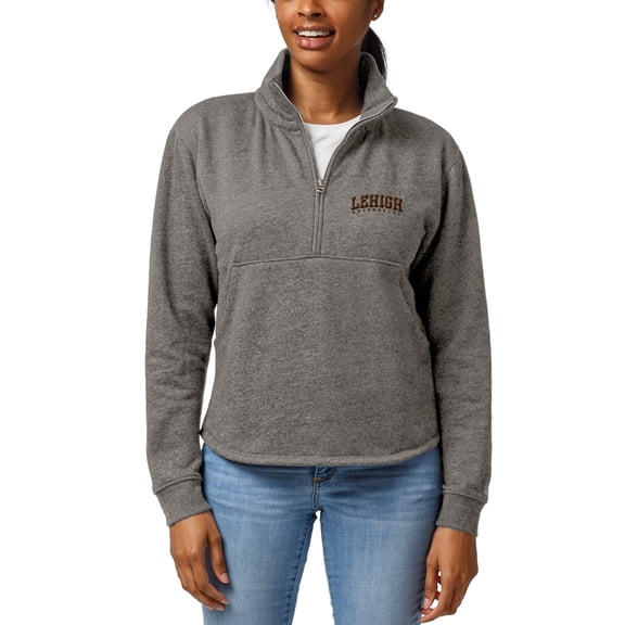 Women's League Collegiate Wear Heathered Gray Lehigh Mountain Hawks Victory Springs Half-Zip Pullover Jacket