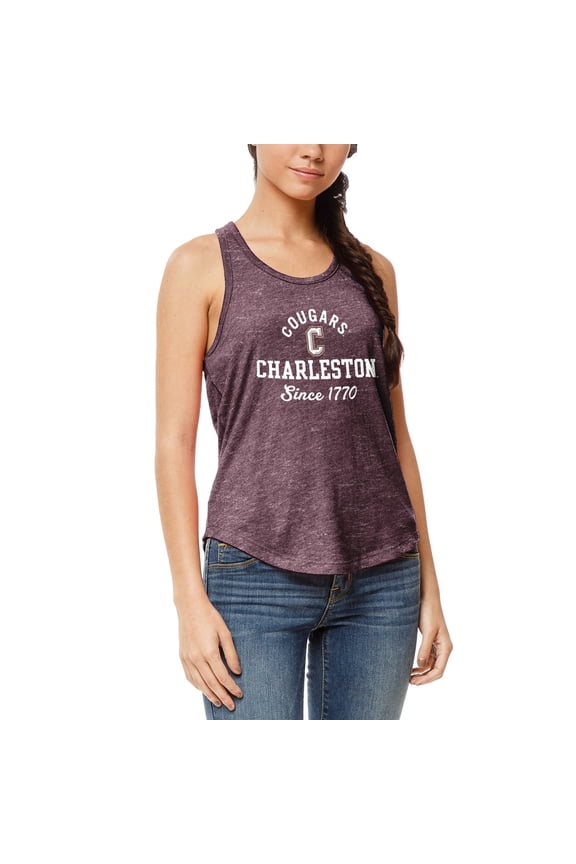 Women's League Collegiate Wear Heathered Maroon Charleston Cougars Intramural Racerback Tank Top