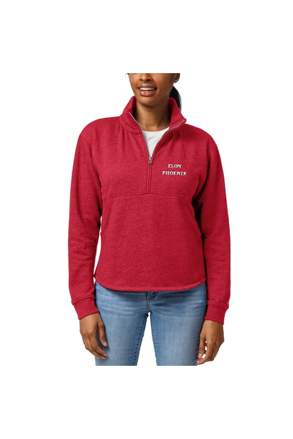 Women's League Collegiate Wear Heathered Maroon Elon Phoenix Victory Springs Half-Zip Pullover Jacket
