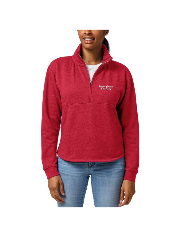 Women's League Collegiate Wear Heathered Maroon Santa Clara Broncos Logo Victory Springs Half-Zip Pullover Jacket