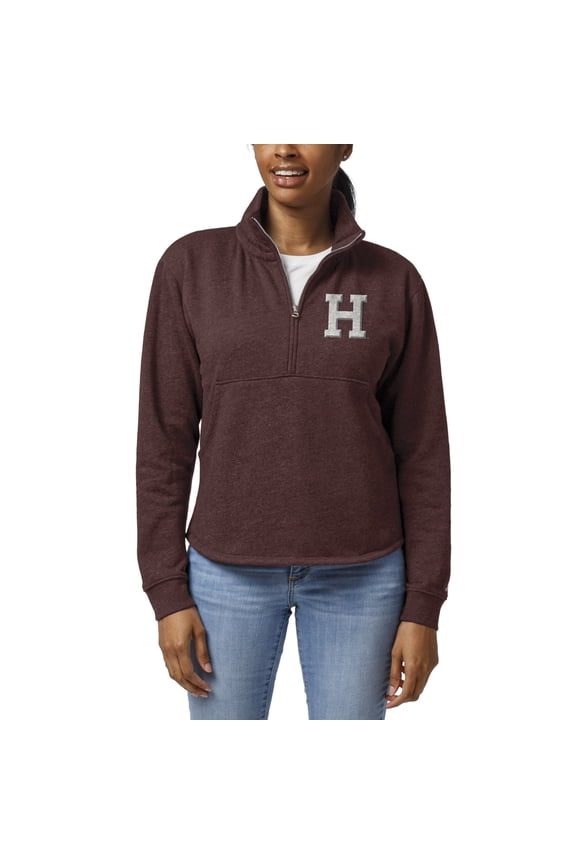 Women's League Collegiate Wear Maroon Harvard Crimson Victory Springs Tri-Blend Quarter-Zip Pullover Sweatshirt