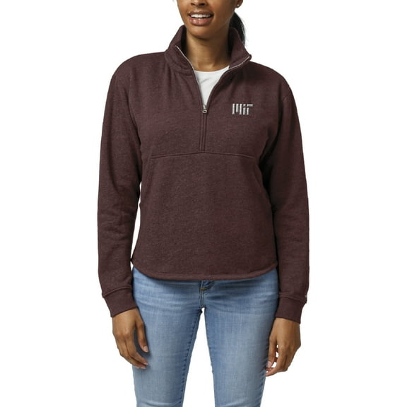 Women's League Collegiate Wear Maroon MIT Engineers Victory Springs Tri-Blend Quarter-Zip Pullover Sweatshirt