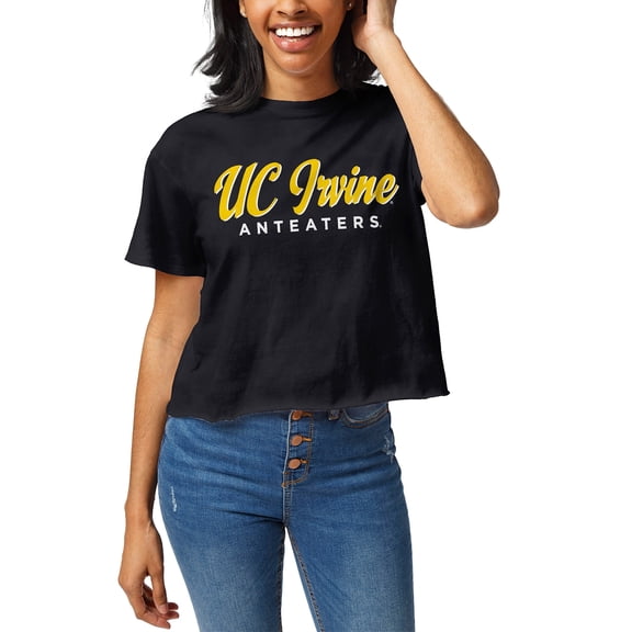 Women's League Collegiate Wear Navy UC Irvine Anteaters Clothesline Cropped T-Shirt