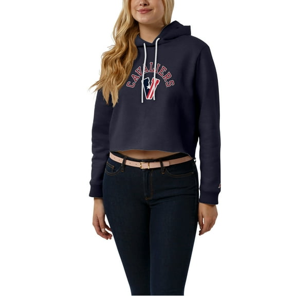 Women's League Collegiate Wear  Navy Virginia Cavaliers Red, White & Hoo Midi Pullover Hoodie