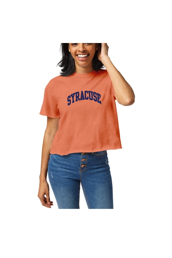 Women's-League Collegiate Wear  Orange Syracuse Orange Clothesline Cotton Cropped T-Shirt