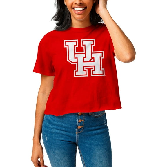 Women's League Collegiate Wear Red Houston Cougars Clothesline Cropped T-Shirt