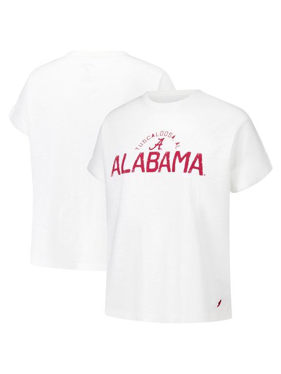 Women's League Collegiate Wear White Alabama Crimson Tide Slub Rolled Cuff T-Shirt