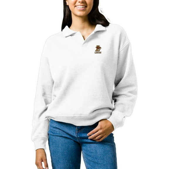 Women's League Collegiate Wear  White Lehigh Mountain Hawks Victory Springs Tri-Blend Collared Pullover Sweatshirt