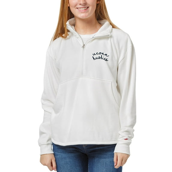 Women's League Collegiate Wear White UConn Huskies Victory Springs Half-Zip Pullover Jacket