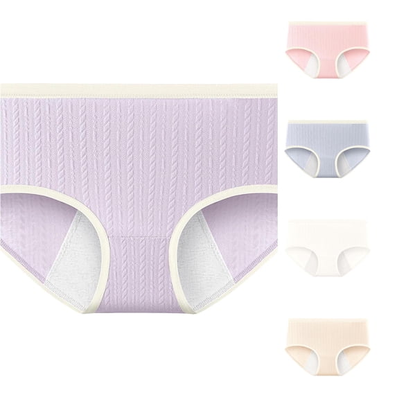 Women's Leak Proof Panties Breathable Pure Crotch Briefs Underwear, L, Purple