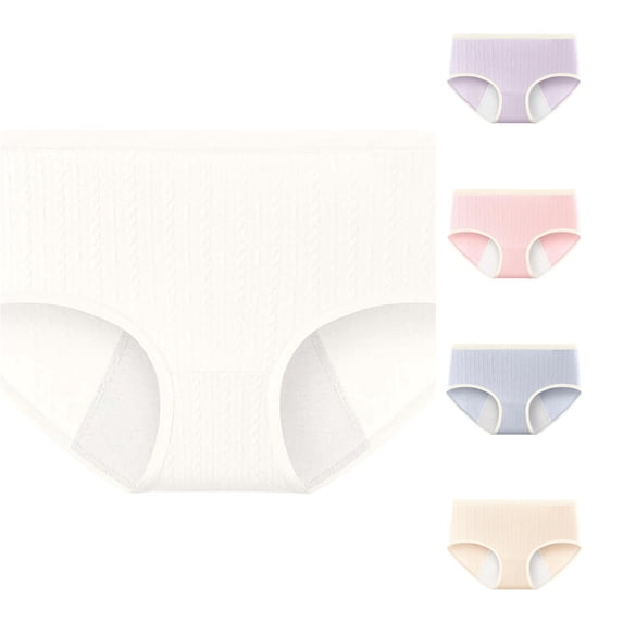 Women's Leak Proof Panties Breathable Pure Crotch Briefs Underwear, XL/XXL, White